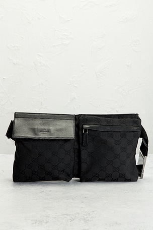 FWRD Renew Gucci Double Pocket Belt Bag in Black