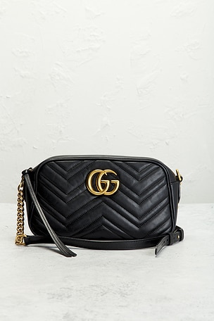 FWRD Renew Gucci GG Marmont Shoulder Bag in Black