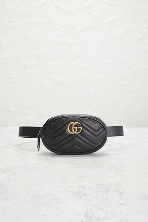 FWRD Renew Gucci GG Marmont Belt Bag in Black
