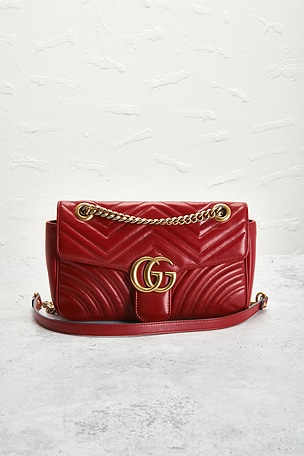 FWRD Renew Gucci GG Marmont Shoulder Bag in Red