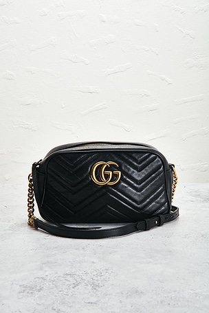 FWRD Renew Gucci GG Marmont Shoulder Bag in Black