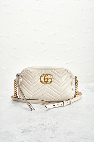 FWRD Renew Gucci GG Marmont Shoulder Bag in White