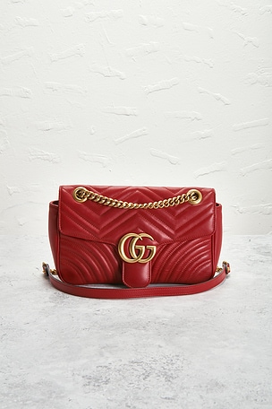 FWRD Renew Gucci GG Marmont Shoulder Bag in Red