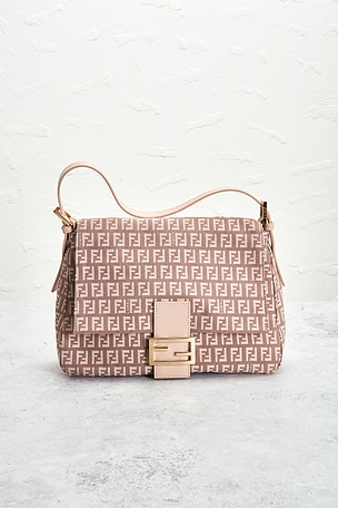 FWRD Renew Fendi Zucchino Mama Baguette Shoulder Bag in Beige