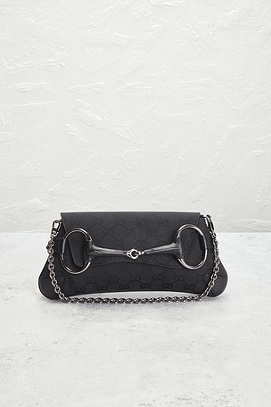 FWRD Renew Gucci Horsebit Clutch in Black