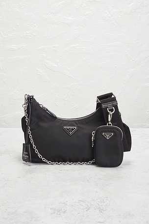 FWRD Renew Prada Re-Edition 2005 Re-Nylon Shoulder Bag in Black