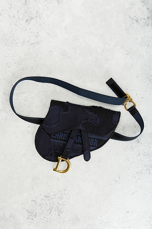 FWRD Renew Dior Embroidered Saddle Belt Bag in Blue