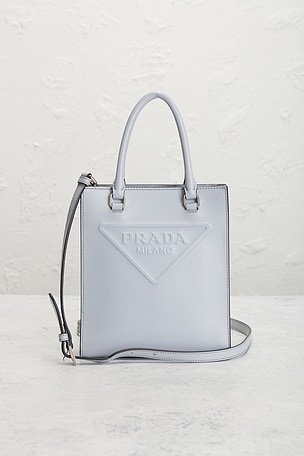 FWRD Renew Prada Mini Drill Tote Bag in White