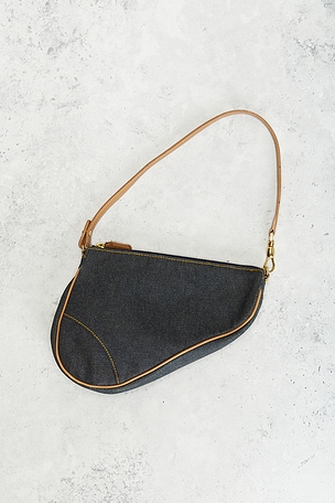 FWRD Renew Dior Denim Pochette Saddle Bag in Blue