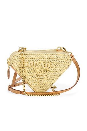 Prada Raffia Mini Triangle Shoulder Bag FWRD Renew