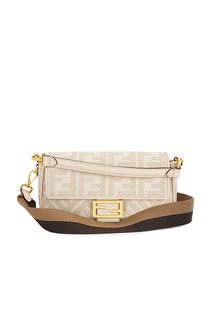 Fendi Vitello King FF Embroidered Mini Baguette Shoulder Bag FWRD Renew