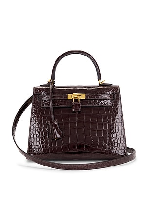 Hermes Shiny Alligator Kelly 25 Sellier Handbag FWRD Renew
