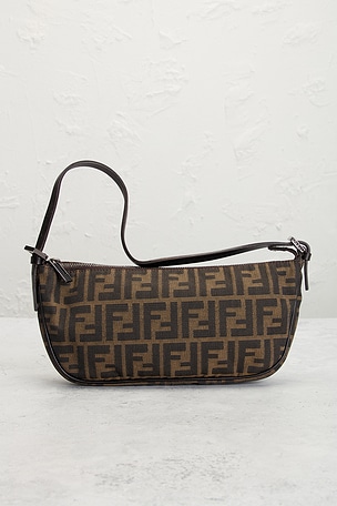 FWRD Renew Fendi Zucca Pochette Shoulder Bag en Marron