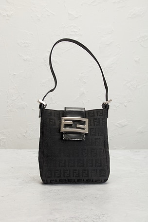 FWRD Renew Fendi Zucchino Hobo Bag in Black