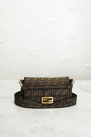 FWRD Renew Fendi FF 1974 Baguette Shoulder Bag in Brown