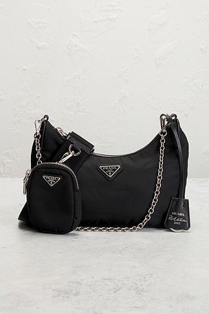 FWRD Renew Prada Re-Edition 2005 Re-Nylon Shoulder Bag in Black