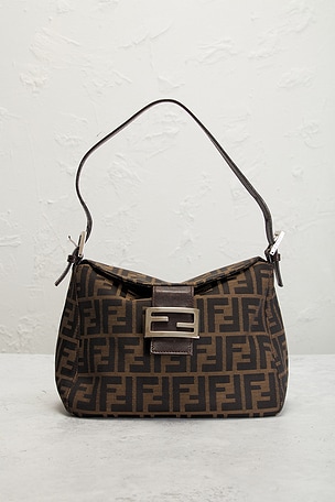 FWRD Renew Fendi Zucca Shoulder Bag in Brown
