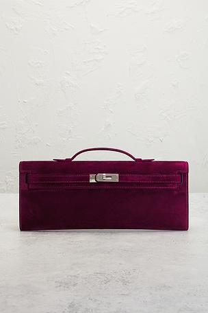 FWRD Renew Hermes Veau Doblis Kelly Cut Pochette in Burgundy