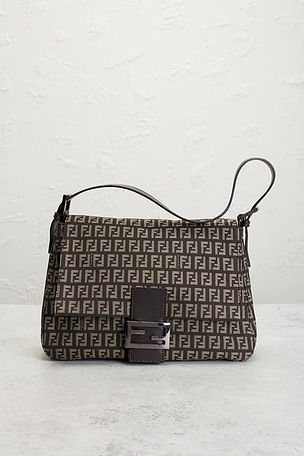FWRD Renew Fendi Zucchino Mama Baguette Shoulder Bag in Brown