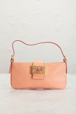 FWRD Renew Fendi Baguette Pochette Shoulder Bag in Peach