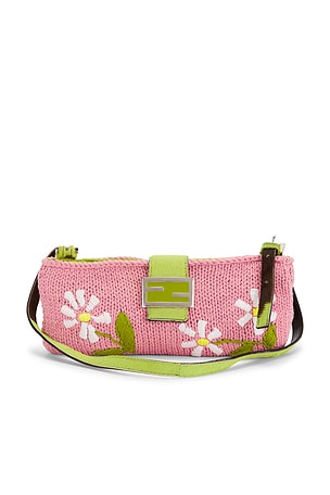 Fendi Floral Knit Baguette Pochette Shoulder Bag FWRD Renew