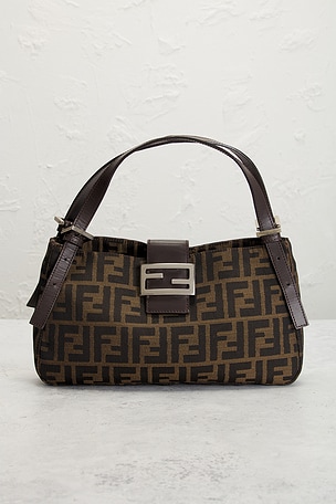 FWRD Renew Fendi Zucca Shoulder Bag in Brown