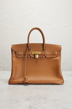 FWRD Renew Hermes Courchevel Birkin 35 Handbag in Metallic Gold