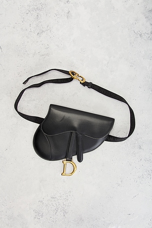 FWRD Renew Dior Saddle Belt Bag in Black