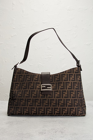 FWRD Renew Fendi Zucca Shoulder Bag in Brown