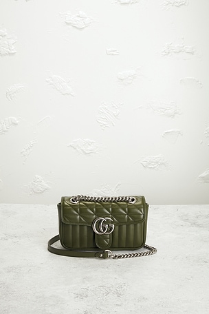 FWRD Renew Gucci GG Marmont Shoulder Bag in Green
