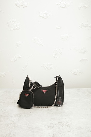 FWRD Renew Prada Re-Edition 2005 Re-Nylon Shoulder Bag in Black