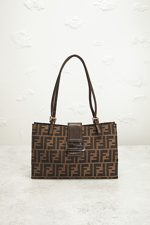 FWRD Renew Fendi Zucca Tote Bag in Brown