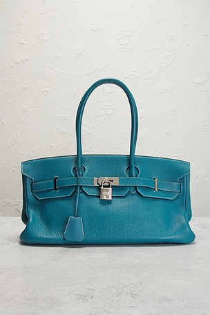 FWRD Renew Hermes Clemence JPG Shoulder Birkin 42 Handbag in Blue