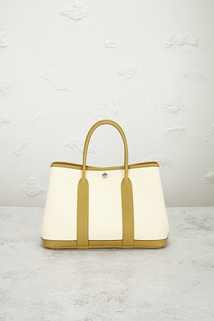 FWRD Renew Hermes Toile & Leather Garden Party 30 Tote Bag in Brown