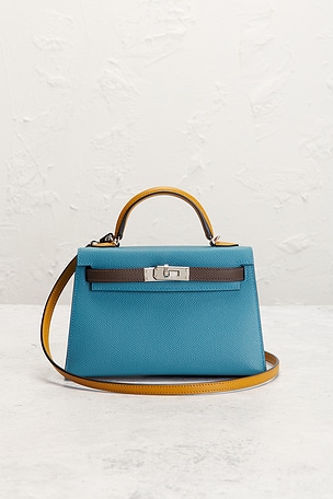 FWRD Renew Hermes Epsom Kelly 20 Handbag in Blue