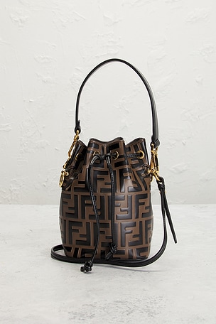 FWRD Renew Fendi FF 1974 Mini Mon Tresor Bucket Bag in Brown