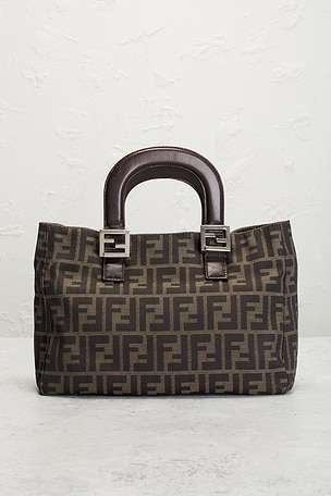 FWRD Renew Fendi Zucca Tote Bag in Brown