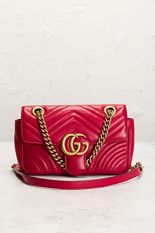 FWRD Renew Gucci Mini GG Marmont Shoulder Bag in Red