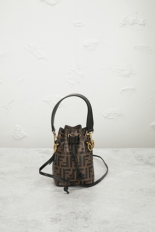 FWRD Renew Fendi Vitello Liberty F is Fendi FF 1974 Mini Mon Tresor Bucket Bag in Brown