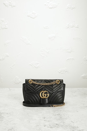 FWRD Renew Gucci GG Marmont Shoulder Bag in Black