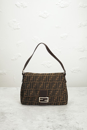 FWRD Renew Fendi Zucca Mama Forever Baguette Shoulder Bag in Brown
