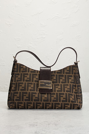 FWRD Renew Fendi Zucca Shoulder Bag in Brown