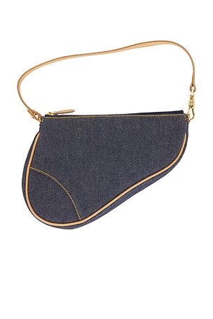 FWRD Renew Dior Denim Pochette Saddle Bag in Blue