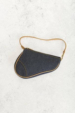FWRD Renew Dior Denim Pochette Saddle Bag in Blue