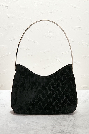 FWRD Renew Gucci Suede Hobo Bag in Black