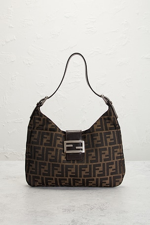 FWRD Renew Fendi Zucca Shoulder Bag in Brown