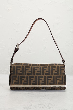 FWRD Renew Fendi Zucca Shoulder Bag in Brown