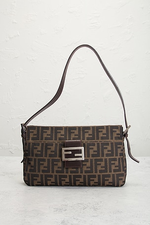 FWRD Renew Fendi Zucca Baguette Shoulder Bag in Brown