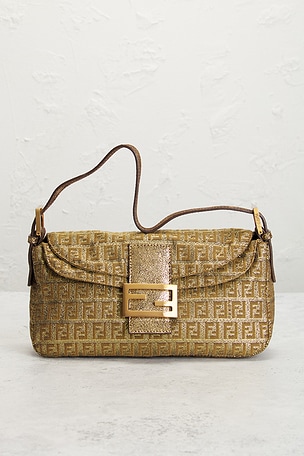 FWRD Renew Fendi Zucchino Baguette Shoulder Bag