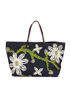 Fendi Flower Embroidered Denim Tote Bag FWRD Renew